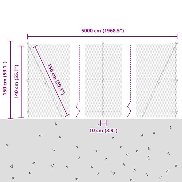 vidaXL Εξαγωνικός Φράκτης Πράσινος 1.4x50 m Ατσάλι