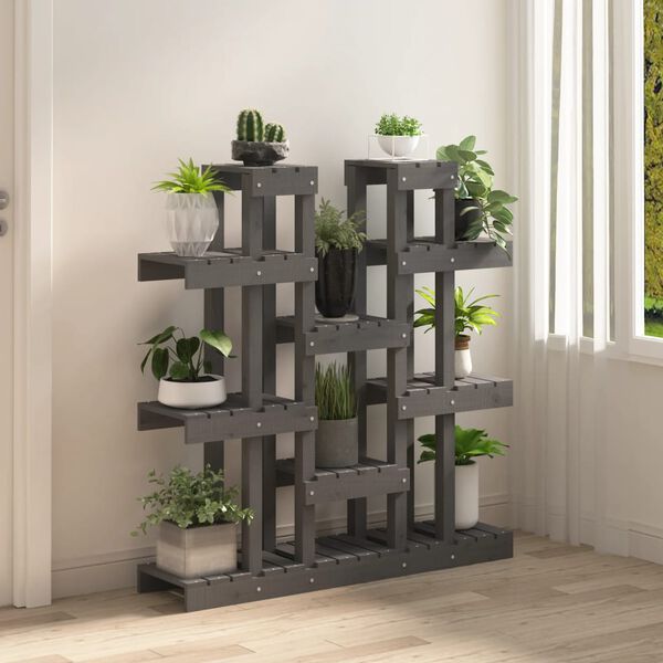 vidaXL Βάση Γλάστρας Γκρι 104,5 x 25 x 109,5 εκ. από Μασίφ Ξύλο Πεύκου