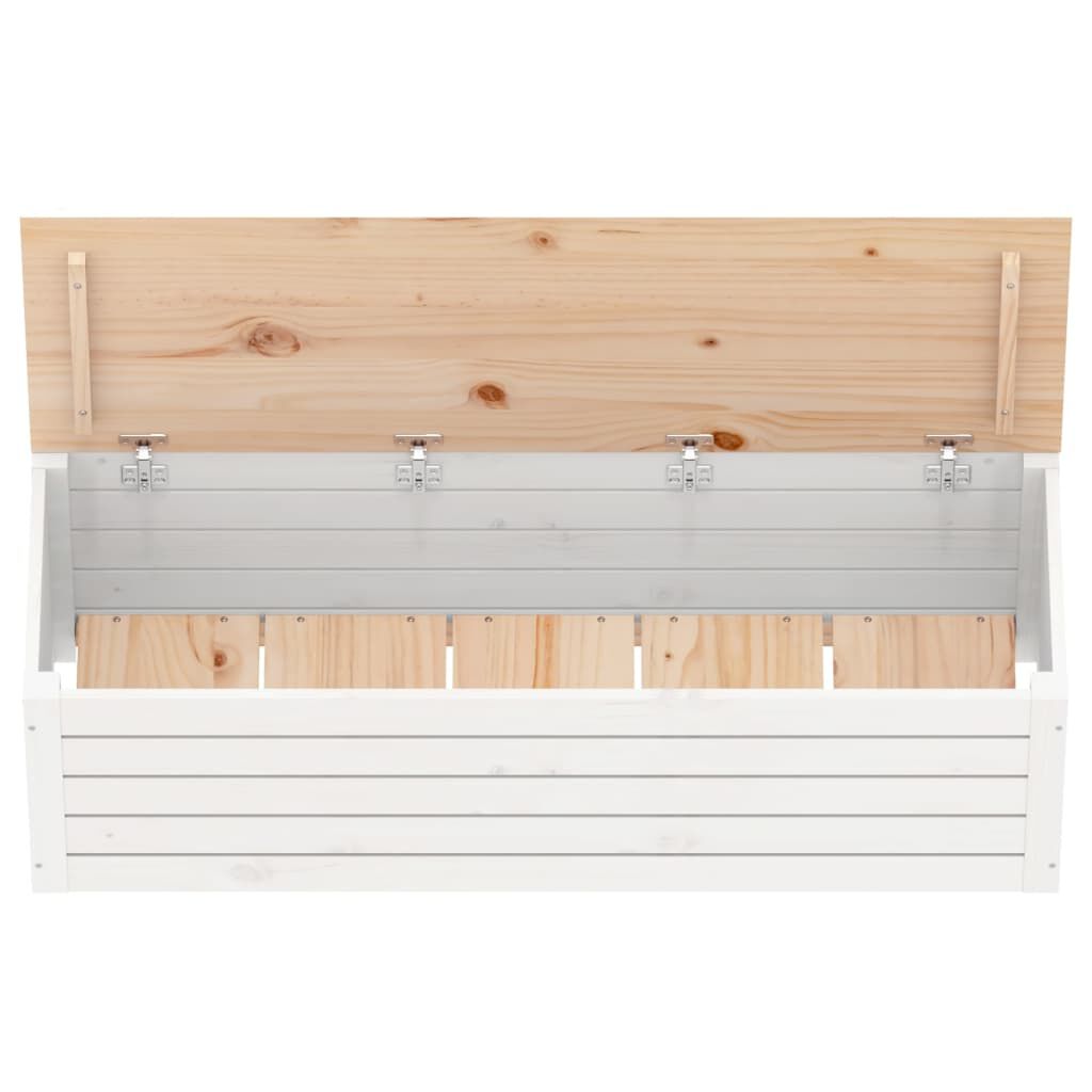 vidaXL Κουτί Αποθήκευσης Λευκό 109x36,5x33 εκ από Μασίφ Ξύλο Πεύκου