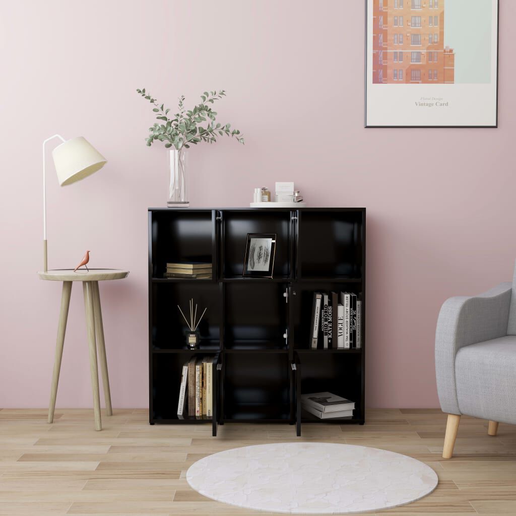 vidaXL Βιβλιοθήκη Μαύρη 90 x 30 x 90 εκ. από Επεξ. Ξύλο