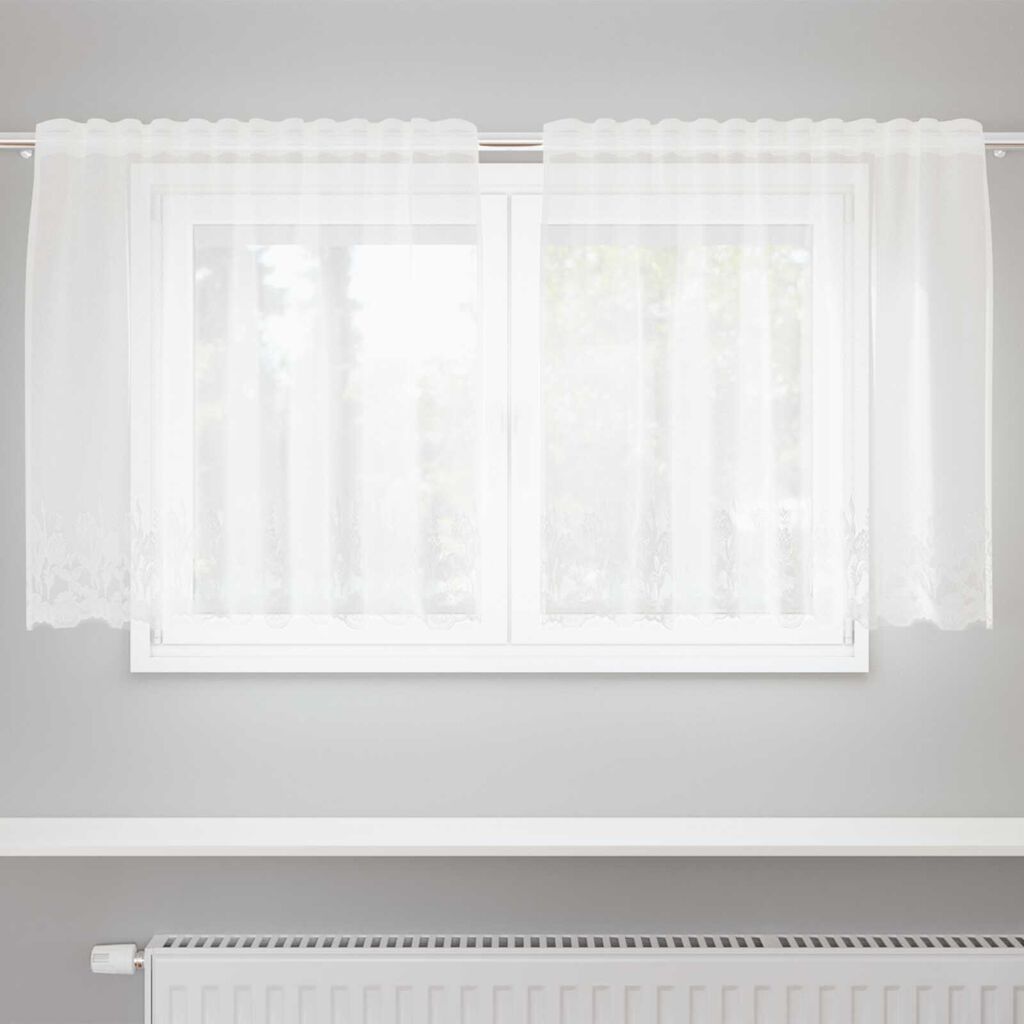 vidaXL Κουρτίνα Δαντέλας με κουρτίνες Floral Λευκό 150 x 120 cm Πολυεστέρας