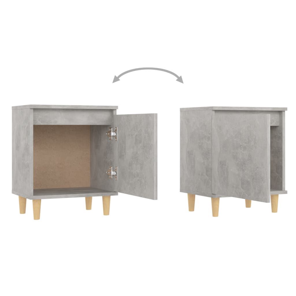 vidaXL Κομοδίνο Γκρι Σκυροδέματος 40 x 30 x 50 εκ. Μασίφ Ξύλινα Πόδια