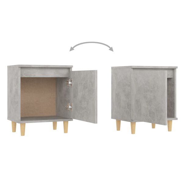 vidaXL Κομοδίνο Γκρι Σκυροδέματος 40 x 30 x 50 εκ. Μασίφ Ξύλινα Πόδια