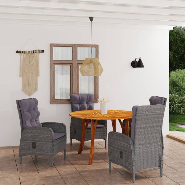 vidaXL Σετ Τραπεζαρίας Κήπου 5 Τεμαχίων Μαύρο