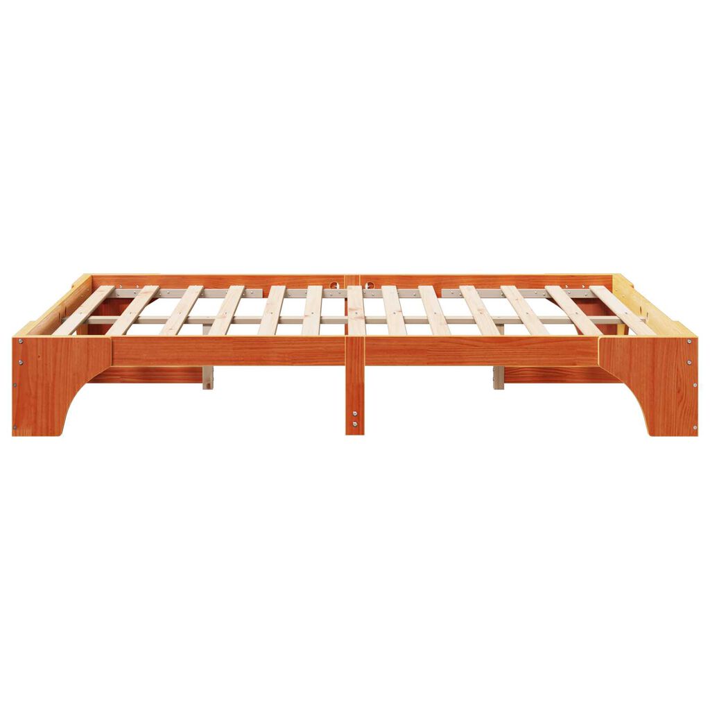 vidaXL Κρεβάτι Καφέ κερωμένο Στερεό ξύλο 140 x 200 cm Σταθερό
