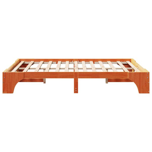 vidaXL Κρεβάτι Καφέ κερωμένο Στερεό ξύλο 140 x 200 cm Σταθερό