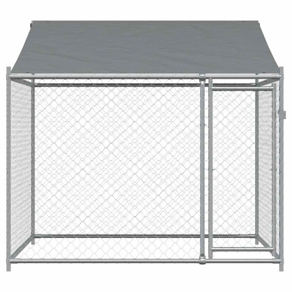 vidaXL Κλουβί Σκύλου με Οροφή και Πόρτες Γκρι 2x2x2 μ. Γαλβ. Χάλυβας
