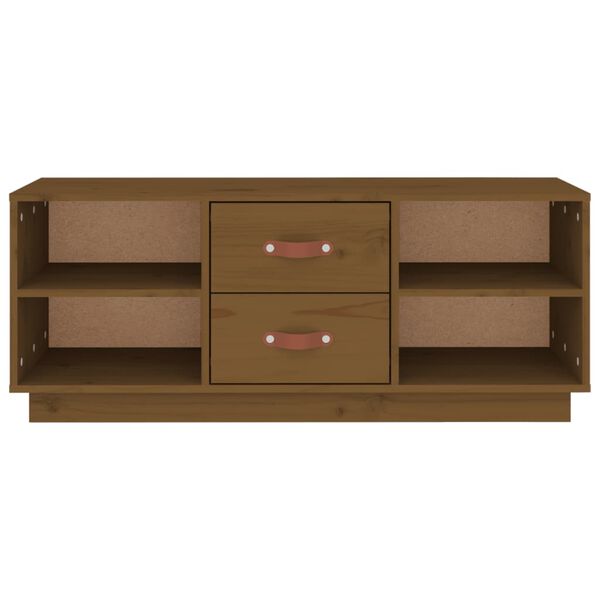 vidaXL Έπιπλο Τηλεόρασης Καφέ Μελί 100x34x40 εκ. από Μασίφ Ξύλο Πεύκου