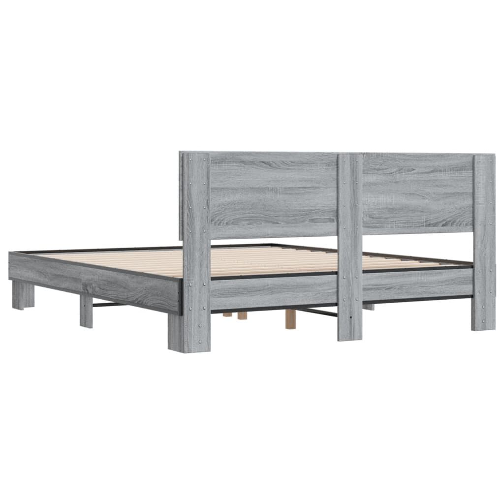 vidaXL Πλαίσιο Κρεβατιού Γκρι Sonoma 160x200 εκ. Επεξ. Ξύλο & Μέταλλο