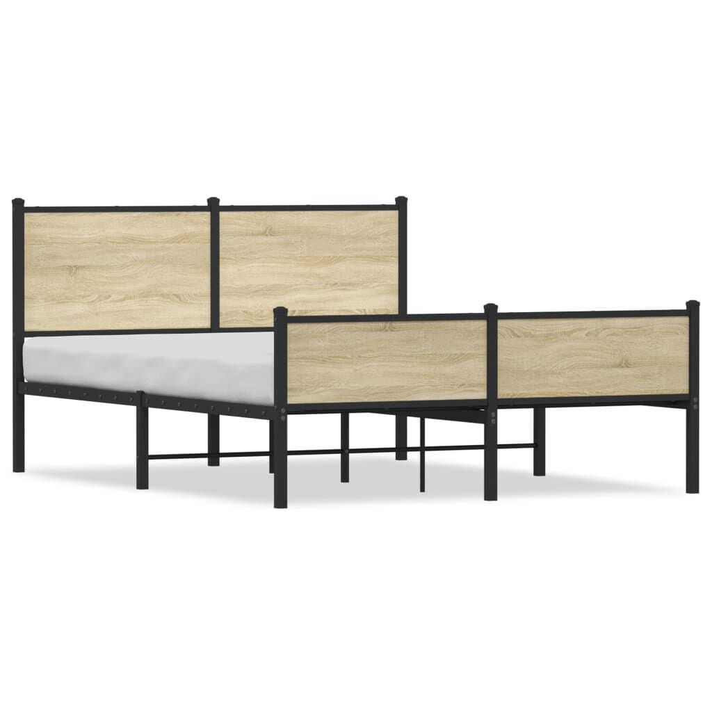 vidaXL Σκελετός Κρεβ. Χωρίς Στρώμα Sonoma Δρυς 140x200 εκ. Μεταλλικό
