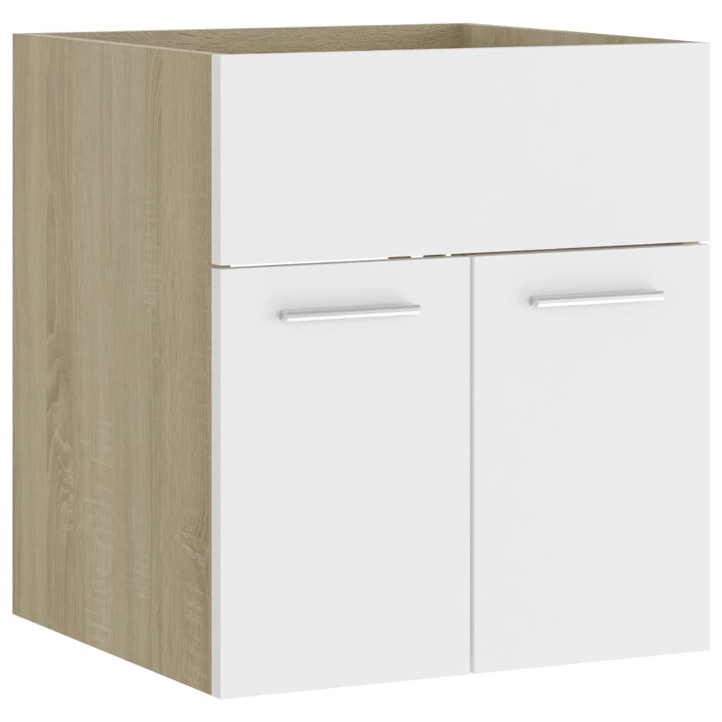 vidaXL Ντουλάπι Νιπτήρα Λευκό/Sonoma Δρυς 41x38,5x46 εκ από Επεξ. Ξύλο