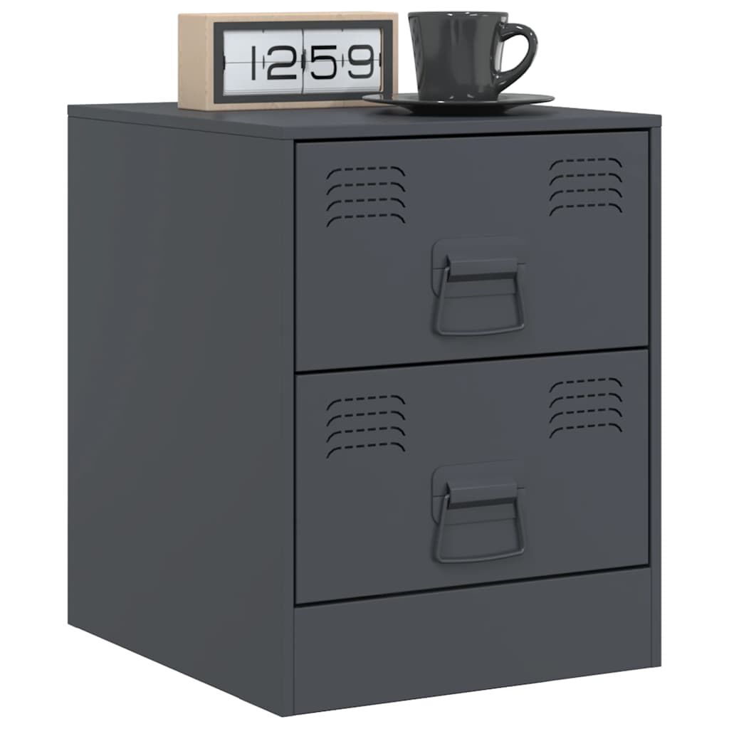 vidaXL Κομοδίνα 2 τεμ. Ανθρακί 34,5 x 39 x 44 εκ. από Χάλυβα