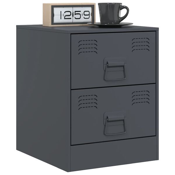vidaXL Κομοδίνα 2 τεμ. Ανθρακί 34,5 x 39 x 44 εκ. από Χάλυβα