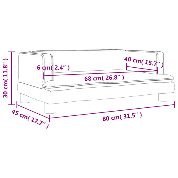 vidaXL Καναπές Παιδικός Καφέ 80 x 45 x 30 εκ. από Συνθετικό Δέρμα