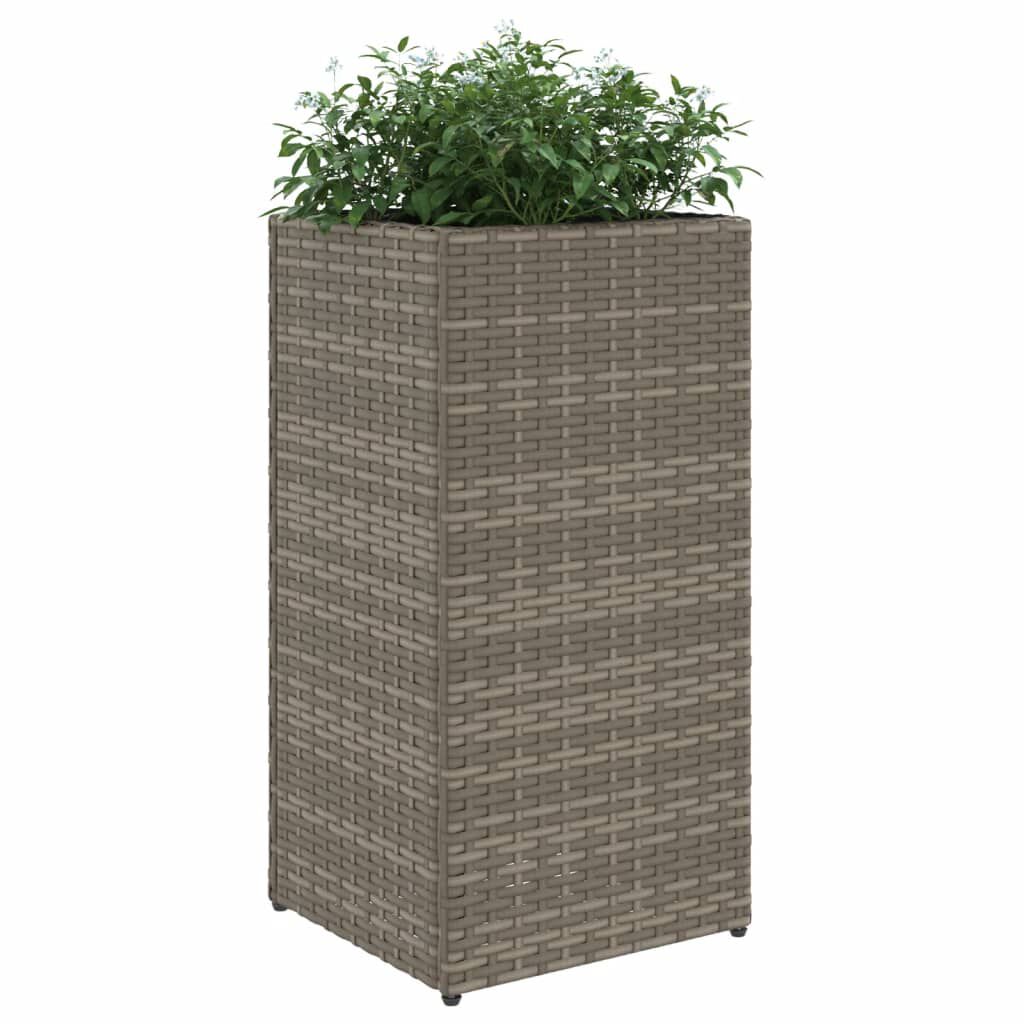 vidaXL Ζαρντινιέρες Κήπου 2 τεμ. Γκρι 30x30x60 εκ. από Συνθετικό Ρατάν