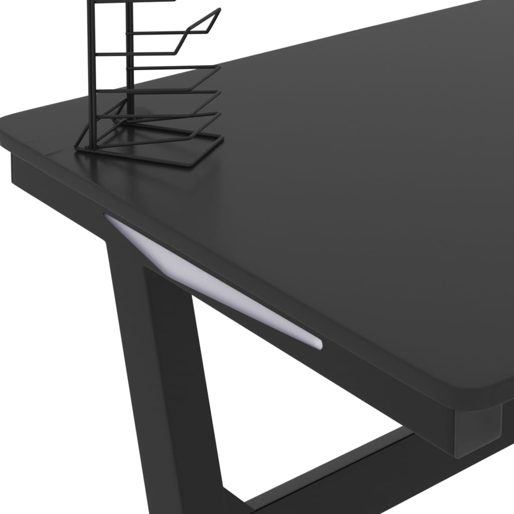 vidaXL Γραφείο Gaming με LED Μαύρο 110 x 60 x 75 εκ. σε Σχήμα Ζ