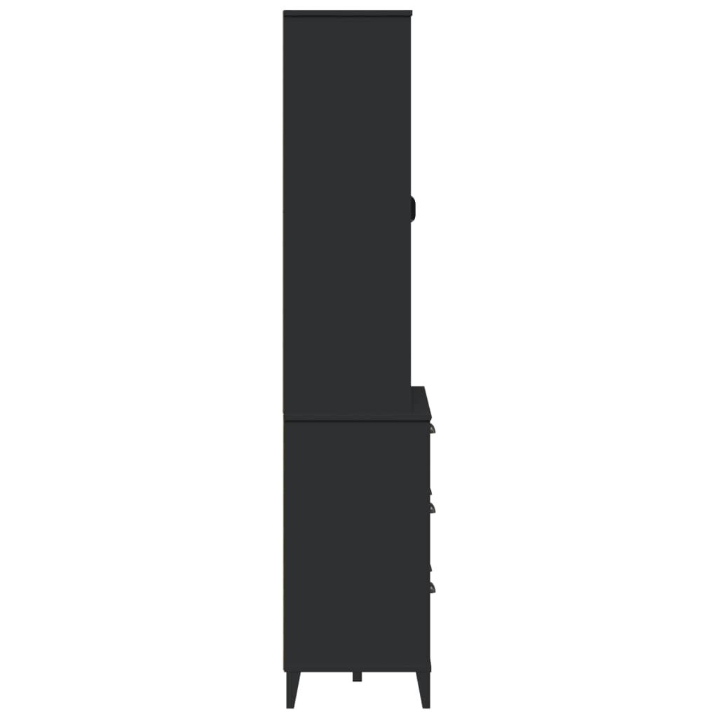 vidaXL Ντουλάπι Ψηλό VIKEN Μαύρος 80x40x190 εκ. από Μασίφ Ξύλο Πεύκου