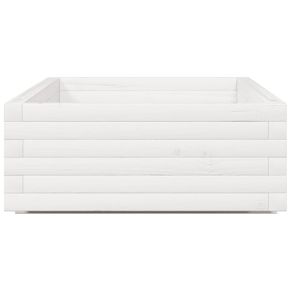 vidaXL Ζαρντινιέρα Κήπου Λευκή 110x60x26,5 εκ. από Μασίφ Ξύλο Πεύκου