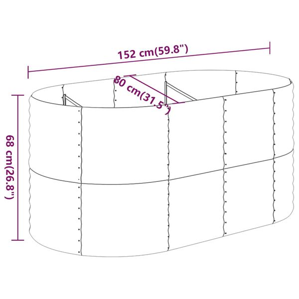 vidaXL Ζαρντινιέρα Γκρι 152x80x68 εκ. Ατσάλι με Ηλεκτρ. Βαφή Πούδρας