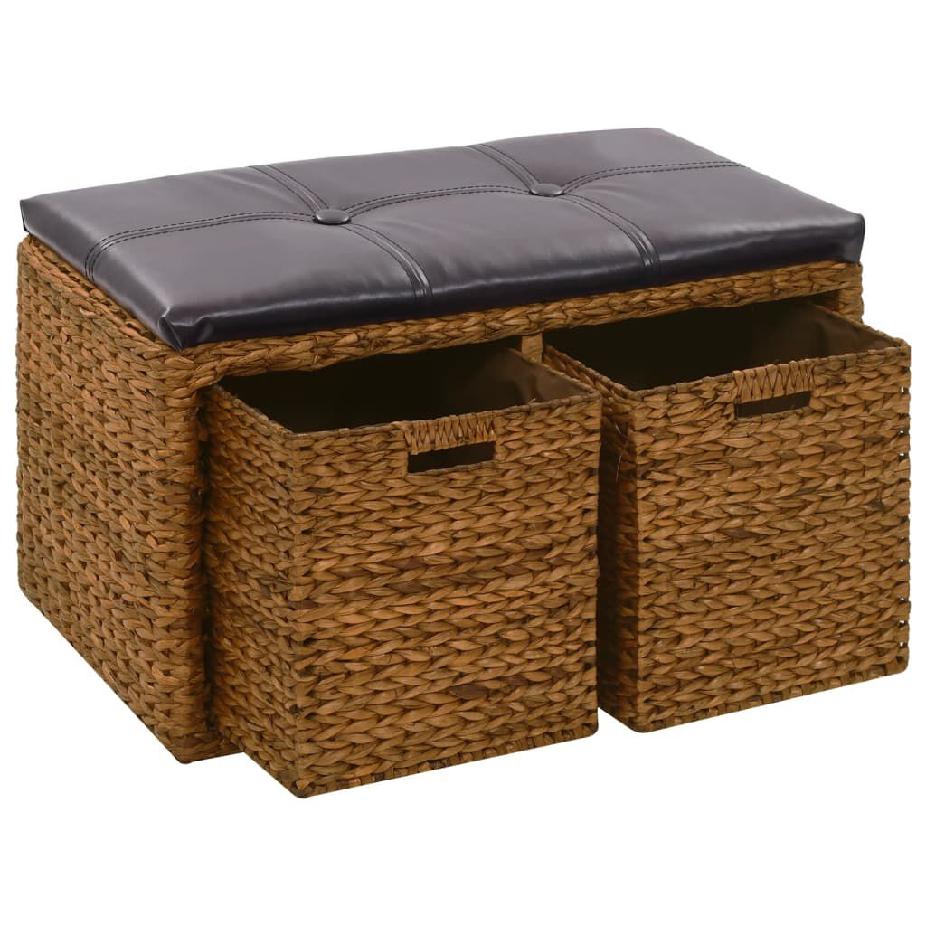 vidaXL Πάγκος με 2 Καλάθια Καφέ 71 x 40 x 42 εκ. από Seagrass
