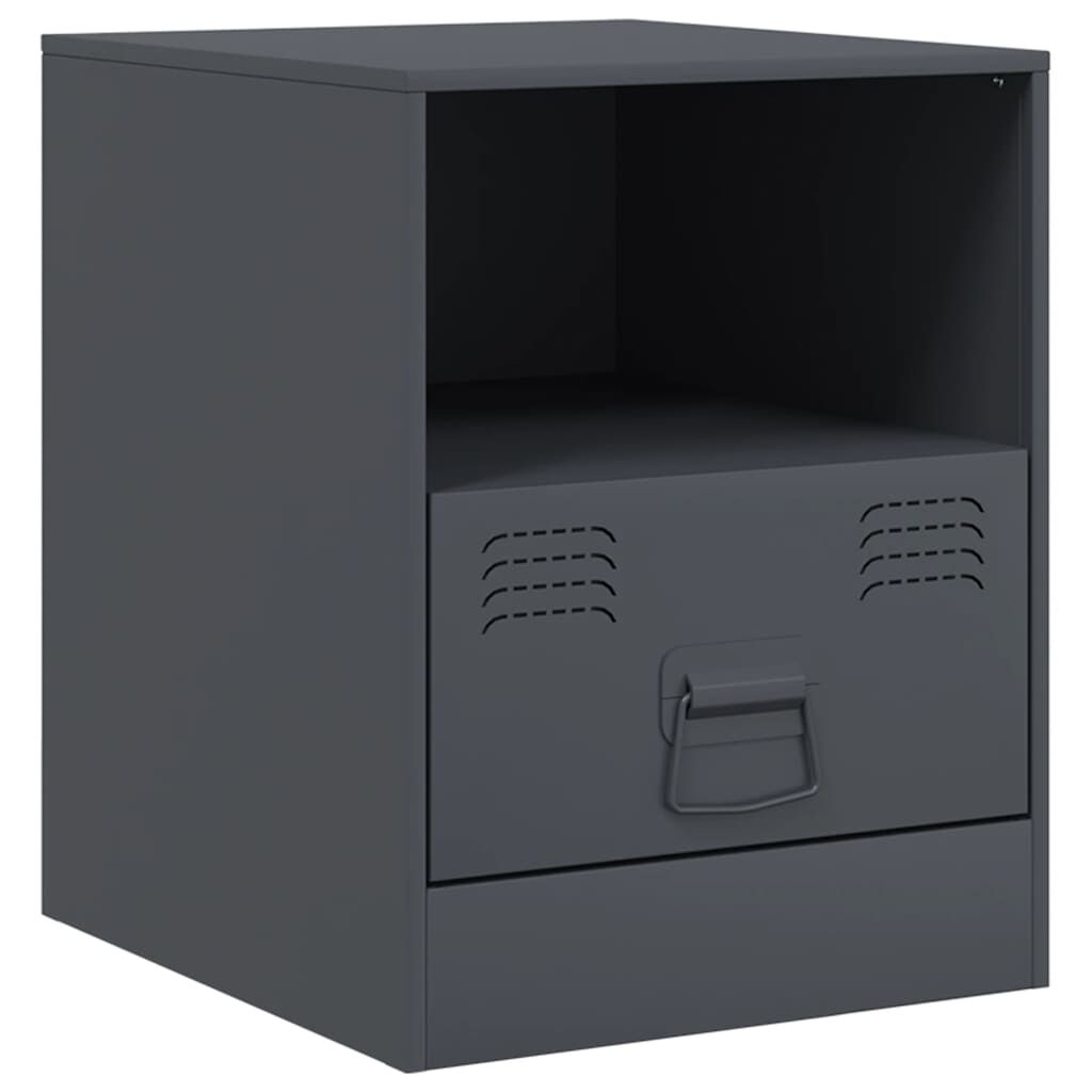vidaXL Κομοδίνα 2 τεμ. Ανθρακί 34,5 x 39 x 44 εκ. από Χάλυβα