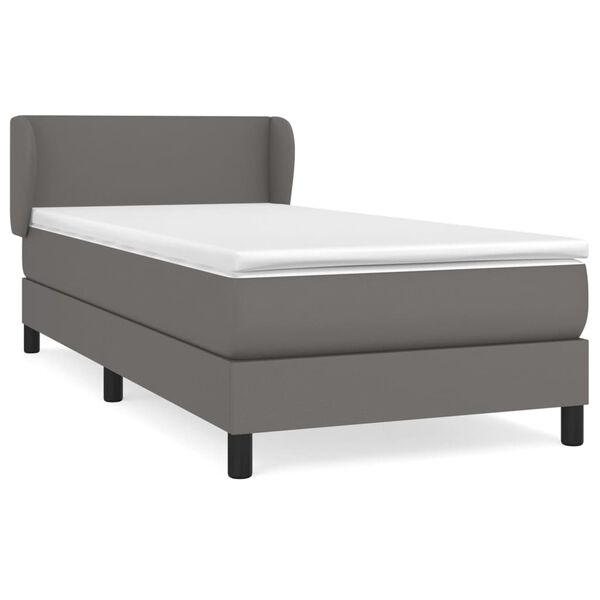 vidaXL Κρεβάτι Boxspring με Στρώμα Γκρι 80 x 200 εκ. Συνθετικό Δέρμα