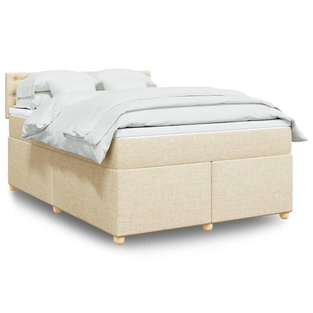 vidaXL Κρεβάτι Boxspring με Στρώμα Κρεμ 140x200 εκ. Υφασμάτινο