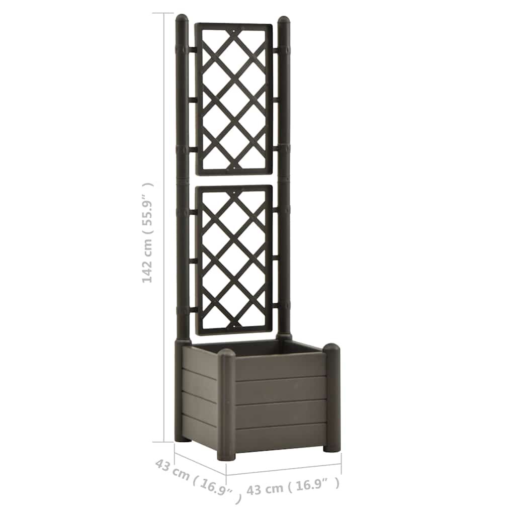 vidaXL Ζαρντινιέρα Κήπου Καφασωτό Ανθρακί 43x43x142 εκ Πολυπροπυλένιο