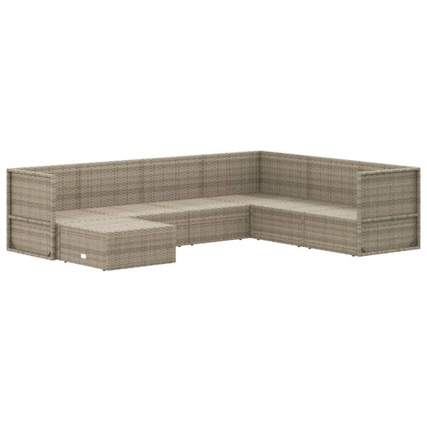 vidaXL Σαλόνι Κήπου 7 Τεμαχίων Γκρι από Συνθετικό Ρατάν με Μαξιλάρια