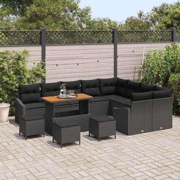 vidaXL &Sigma;&epsilon;&tau; &Kappa;&alpha;&nu;&alpha;&pi;έ &Kappa;ή&pi;&omicron;&upsilon; &mu;&epsilon; &mu;&alpha;&xi;&iota;&lambda;ά&rho;&iota; 13 pcs &Mu;&alpha;ύ&rho;&omicron; &sigma;&upsilon;&nu;&theta;&epsilon;&tau;&iota;&kappa;ό &rho;&alpha;&tau;ά&nu;