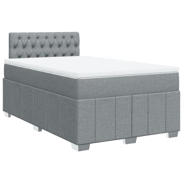 vidaXL Κρεβάτι Boxspring με Στρώμα Ανοιχτό Γκρι 120x190 εκ. Υφασμάτινο