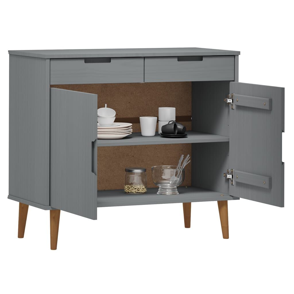 vidaXL Ντουλάπι MOLDE Γκρι 90x40x80 εκ. από Μασίφ Ξύλο Πεύκου