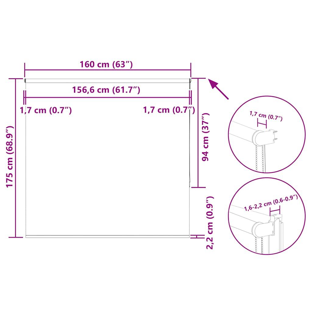 vidaXL Roller Blind Blackout Μαύρο 160x175 cm Πλάτος υφάσματος 156,6cm