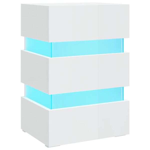 vidaXL Κομοδίνο με LED Γυαλιστερό Λευκό 45x35x67 εκ. Επεξεργασμ. Ξύλο