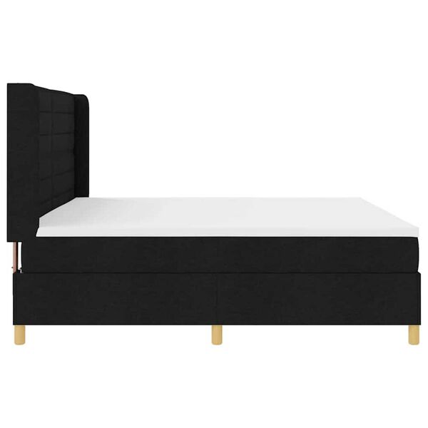 vidaXL Κρεβάτι με ελατήριο με στρώμα Μαύρο 200 x 200 cm ύφασμα