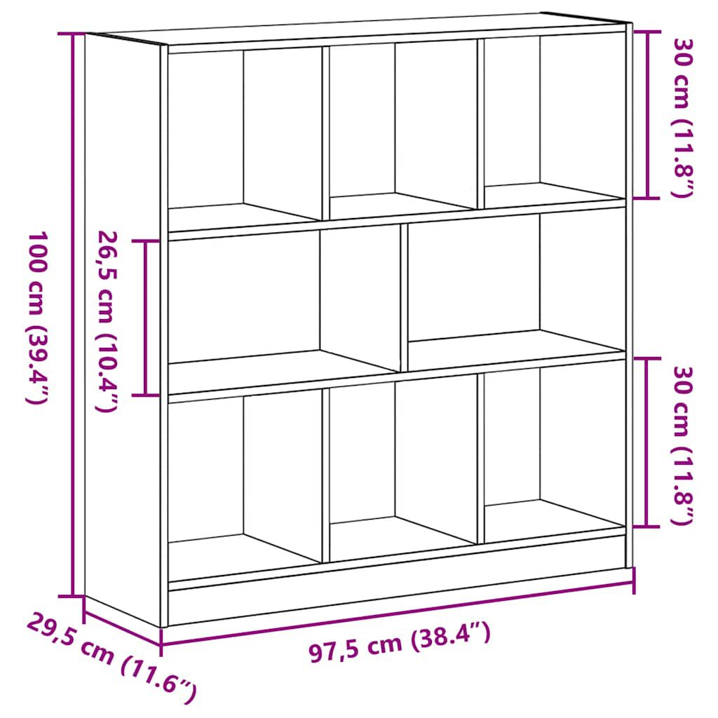 vidaXL Ντουλάπι βιβλίων Μαύρη βελανιδιά 97,5x29,5x100 cm