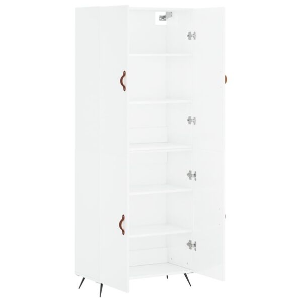 vidaXL Ντουλάπι Γυαλιστερό Λευκό 69,5x34x180 εκ. Επεξεργασμένο Ξύλο