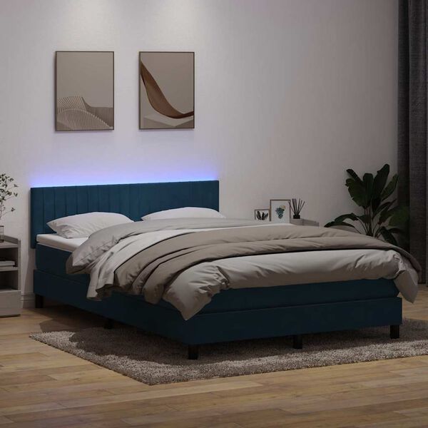 vidaXL &Kappa;&rho;&epsilon;&beta;ά&tau;&iota; Boxspring &mu;&epsilon; &Sigma;&tau;&rho;ώ&mu;&alpha; & LED &sigma;&kappa;&omicron;ύ&rho;&omicron; &mu;&pi;&lambda;&epsilon; 160x220 cm &Beta;&epsilon;&lambda;&omicron;ύ&delta;&iota;&nu;&omicron;
