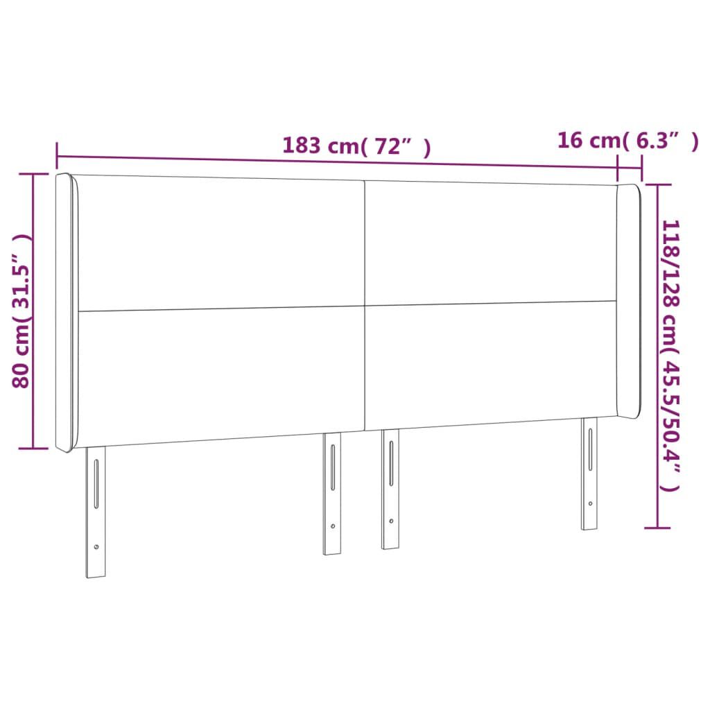 vidaXL Κεφαλάρι Κρεβατιού LED Μπλε 183x16x118/128 εκ. Υφασμάτινο