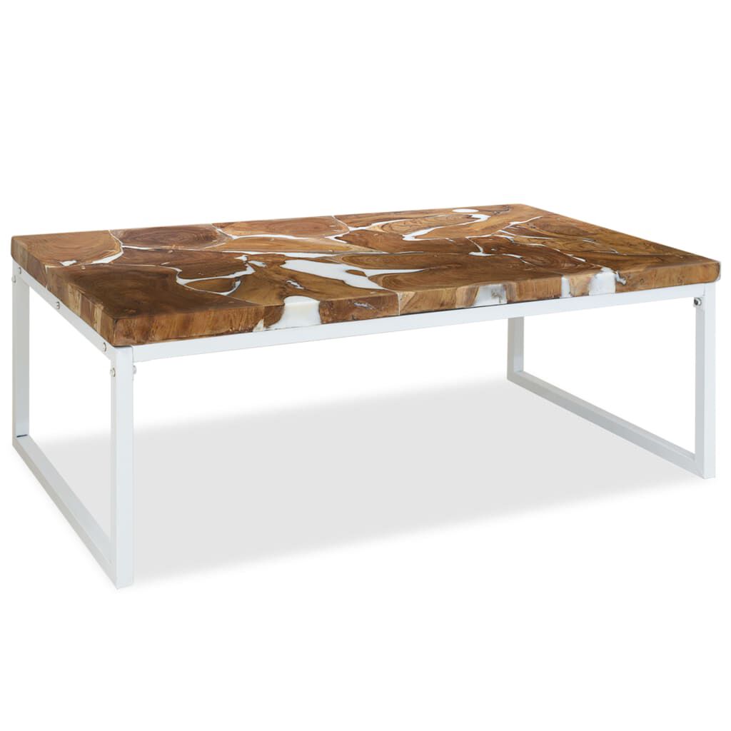 vidaXL Τραπεζάκι Σαλονιού 110 x 60 x 40 εκ. από Ξύλο Teak και Ρητίνη