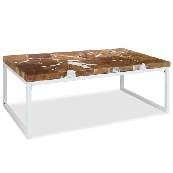 vidaXL Τραπεζάκι Σαλονιού 110 x 60 x 40 εκ. από Ξύλο Teak και Ρητίνη