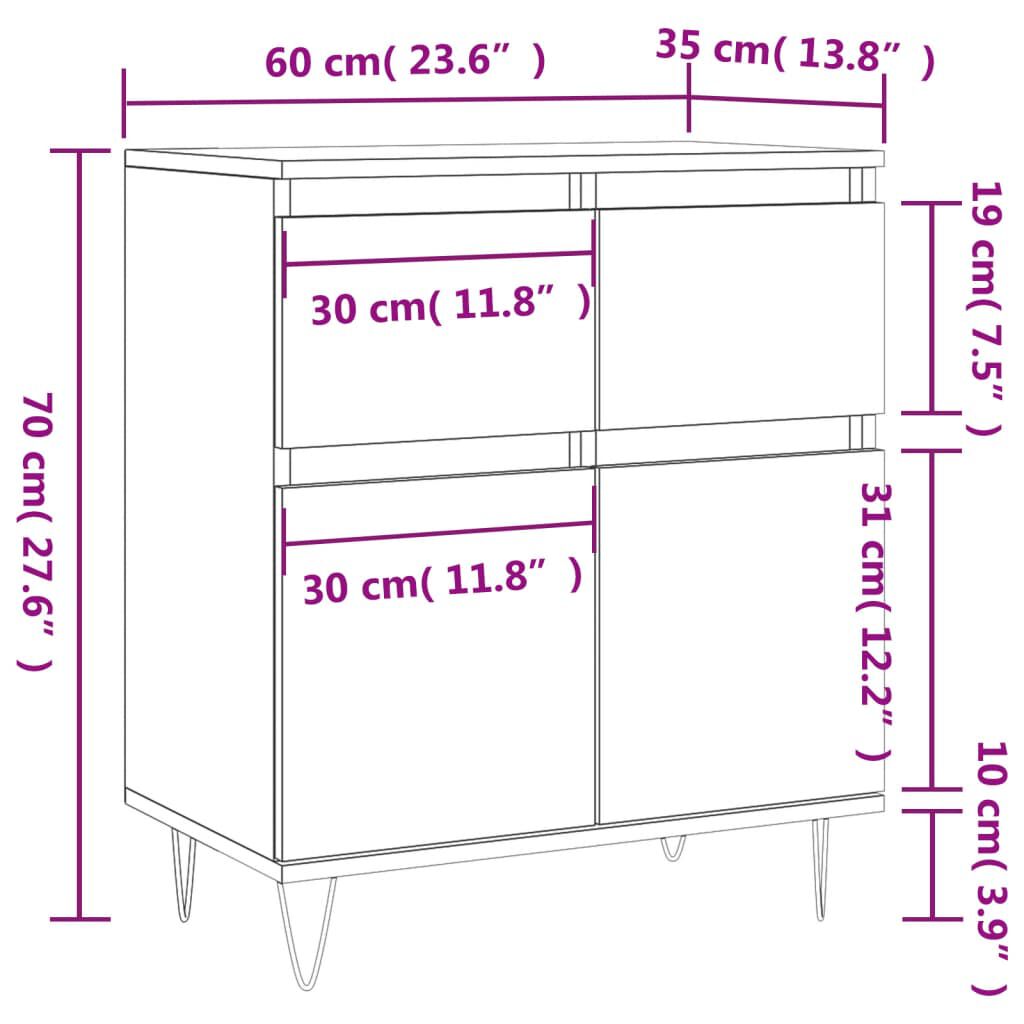 vidaXL Ντουλάπι Μαύρο 60x35x70 εκ. από Επεξεργασμένο Ξύλο
