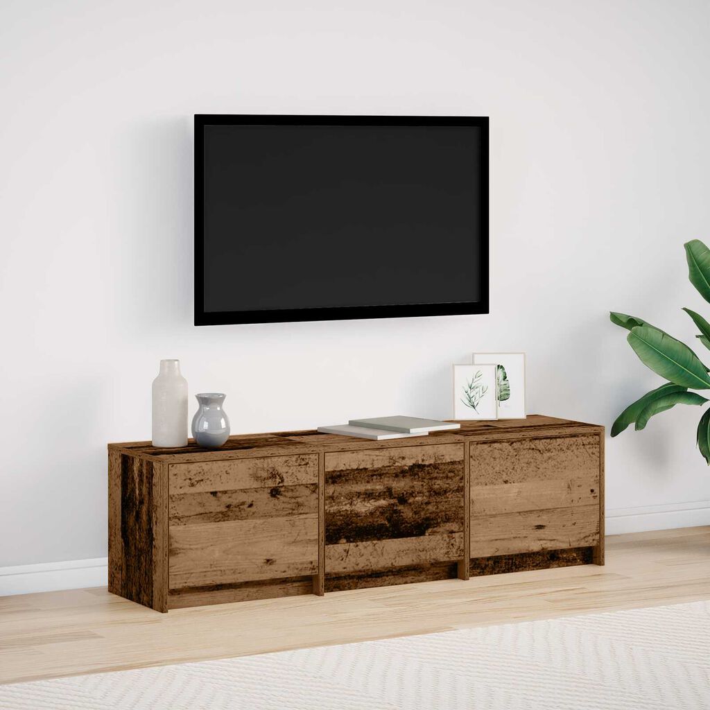 vidaXL Ντουλάπι τηλεόρασης με LED παλιό ξύλο 140x34x40 εκ. κατασκευασμένο ξύλο