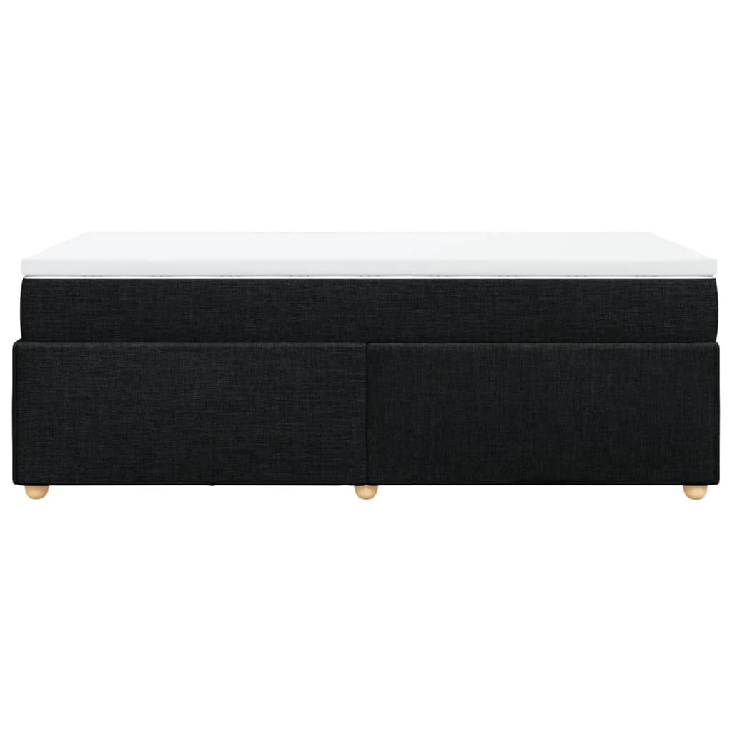 vidaXL Κρεβάτι Boxspring με Στρώμα Μαύρο 90x200 εκ. Υφασμάτινο