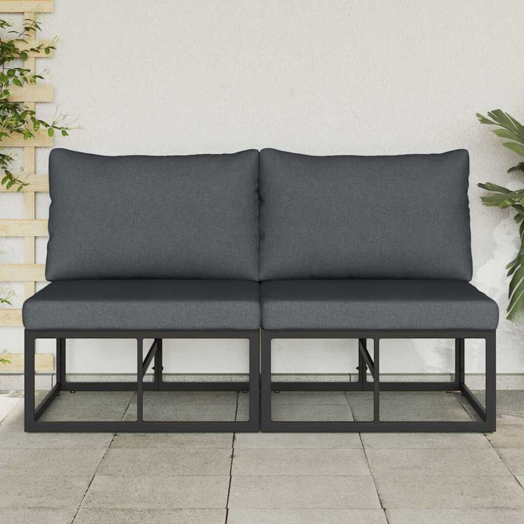 vidaXL Εξωτερικά Έπιπλα με μαξιλάρι με μαξιλάρι 2 pcs Μαύρο Αλουμίνιο
