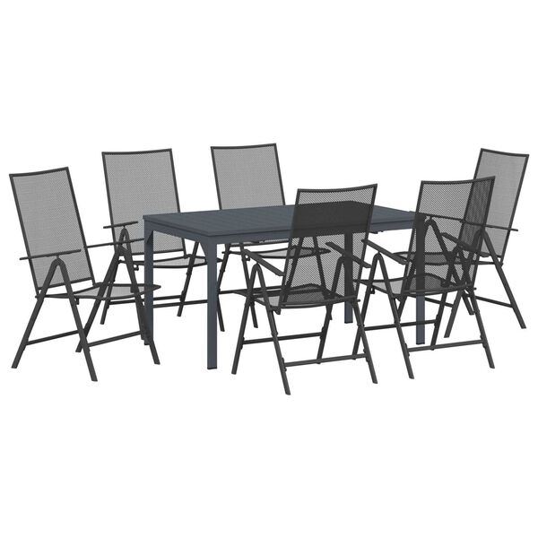vidaXL Σέτ φαγητού για κήπο 7 pcs Ανθρακί Ατσάλι