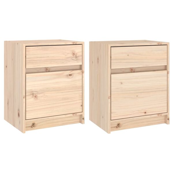 vidaXL Κομοδίνα 2 Τεμ. 40 x 31 x 50 εκ. από Μασίφ Ξύλο Πεύκου