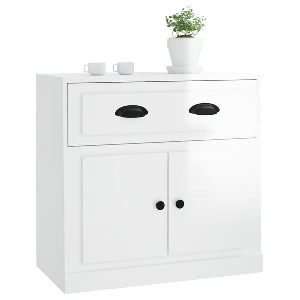 vidaXL Ντουλάπι Γυαλιστερό Λευκό 70x35,5x67,5 εκ. Επεξεργασμένο Ξύλο