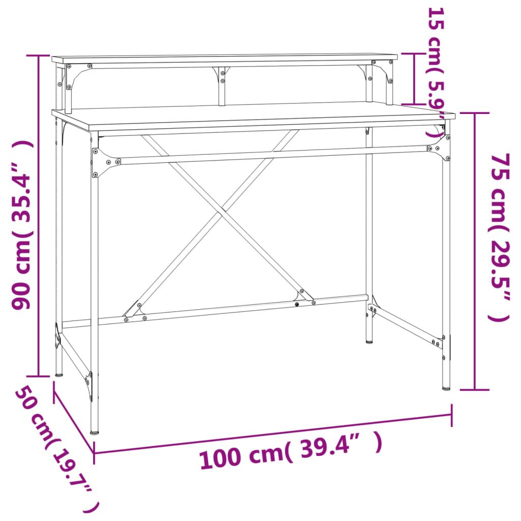 vidaXL Γραφείο Καφέ Δρυς 100x50x90 εκ. από Επεξεργασμένο Ξύλο