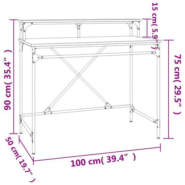 vidaXL Γραφείο Καφέ Δρυς 100x50x90 εκ. από Επεξεργασμένο Ξύλο